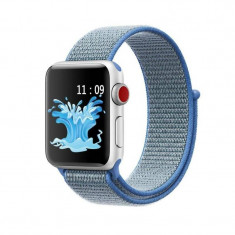 Curea compatibila Apple Watch, 42/44mm, nylon, albastru/gri foto