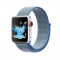 Curea compatibila Apple Watch, 42/44mm, nylon, albastru/gri