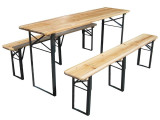 Set mobilier gradina/berarie lemn brad, masa 50x178 cm, 2 banci 178x25 cm