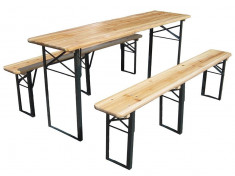 Set mobilier gradina/berarie lemn brad, masa 50x178 cm, 2 banci 178x25 cm foto