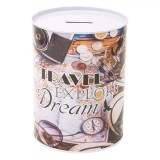 Pusculiță Metalică Travel, Model Multicolor, Dimensiune 12x16cm, Oem