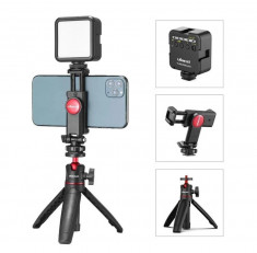 Kit vlog Ulanzi mini trepied MT-08+suport smartphone ST-06+Lampa LED VL49 foto