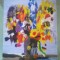 TABLOU PE PANZA CU SASIU NOU 30X40 CM VAS CU FLORI PRET DOAR 20 LEI