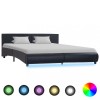 VidaXL Cadru de pat cu LED, negru, 180 x 200 cm, piele ecologică