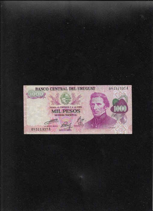 Rar! Uruguay 1000 pesos 1974 seria09511837