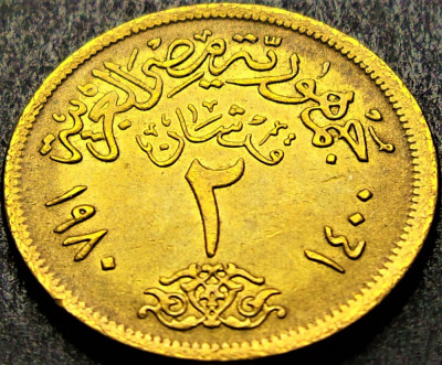 Moneda exotica 2 QIRSH - EGIPT, anul 1980 * cod 4595 foto