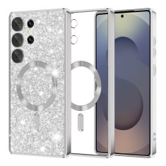 Husa premium Samsung Galaxy S25 Ultra Techsuit Luxury Glitter MagSafe, argintiu foto