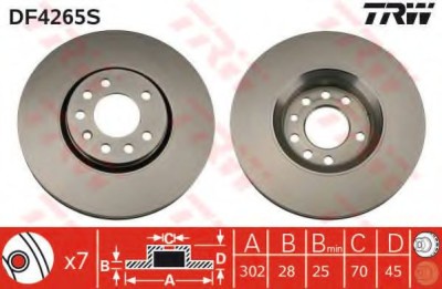 Disc frana SAAB 9-3 (YS3F) (2002 - 2016) TRW DF4265S foto