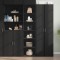 Gossi dulap inalt, negru, 45x41x185 cm, lemn prelucrat