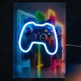 Tablou decorativ acrilic cu iluminare LED Neon, Design Gaming, 23,8x34cm, CMCLASS