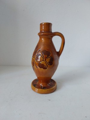 Sfesnic suport lumanare ceramic vechi Corund, Korond Transilvania, semnat Biro Arpad foto