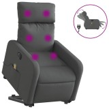 Fotoliu electric masaj rabatabil cu ridicare, gri inchis textil