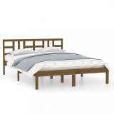 Cumpara ieftin Cadru de pat, maro miere, 200x200 cm, lemn masiv