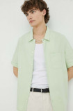 Samsoe Samsoe cămașă de in Avan culoarea verde, cu guler clasic, regular