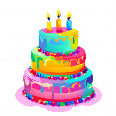 Sticker decorativ Tort, Multicolor, 71 cm, 7659ST foto