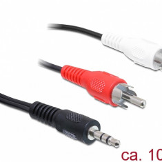 Cablu audio jack stereo 3.5mm la 2 x RCA T-T 10m Negru, Delock 84277