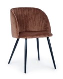 Set 2 scaune catifea maro Queen 53x57x81.5 cm