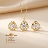 Set Bianca di Luce , cercei, pandantiv E i lant placate cu aur 14K, zirconia alba