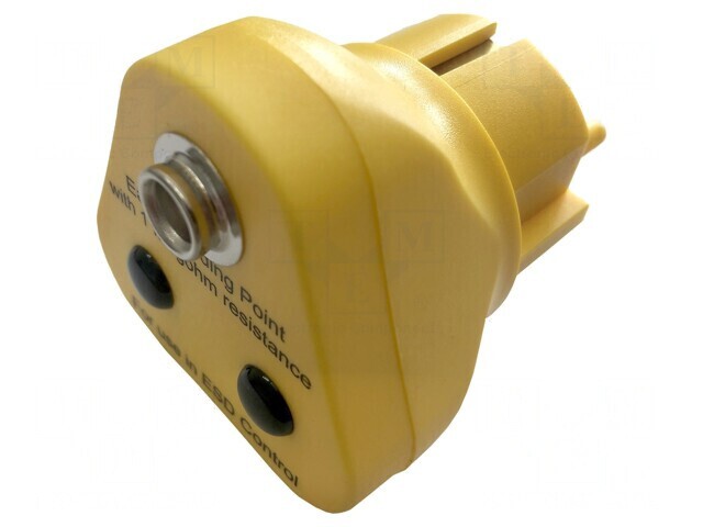 Fişă de &icirc;mpăm&acirc;ntare ESD galbenă 10mm EU