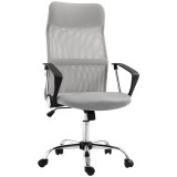 HOMCOM Scaun Ergonomic de Birou Rotativ, &Icirc;nălțime Reglabilă și Spătar din Plasă, 63x65x109-119 cm, Gri Deschis | Aosom Romania