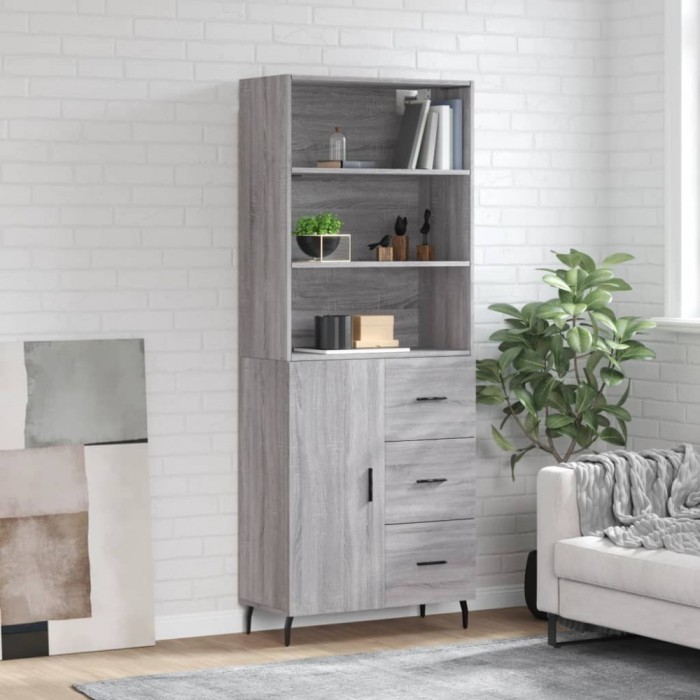vidaXL Dulap &icirc;nalt, gri sonoma, 69,5x34x180 cm, lemn compozit