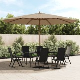 Umbrelă de soare de grădină st&acirc;lp din lemn gri taupe 400x273 cm