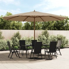 vidaXL Umbrela de soare de gradina stalp din lemn gri taupe 400x273 cm foto