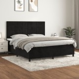 Cumpara ieftin Gossi pat box spring cu saltea, negru, 160x200 cm, catifea