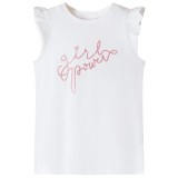 Tricou pentru copii, m&acirc;neci cu volane, ecru, 104