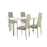 Cumpara ieftin Set de masă Verna 4+1 bej-gri