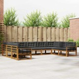 vidaXL Set de canapele de exterior cu pernă 9 pcs Natural și Antracit 3368180