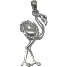 Pandantiv, Jolie Silver, Argint 925, Model Flamingo cu Zirconii, 27 x 10 mm, 1.5 g foto