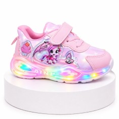 Adidasi roz cu luminite pentru fetite Ponei (Marime Disponibila: Marimea 22)