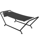 Outsunny Hamac cu cadru 237 x 90 cm Hamac cu bară cu buzunar lateral, pernă pentru cap Cadru metalic suport p&acirc;nă la 150 kg | Aosom Romania
