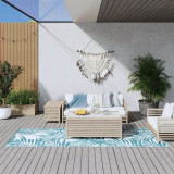 Covor de exterior, acvamarin/alb, 80x250 cm, design reversibil GartenMobel Dekor, vidaXL