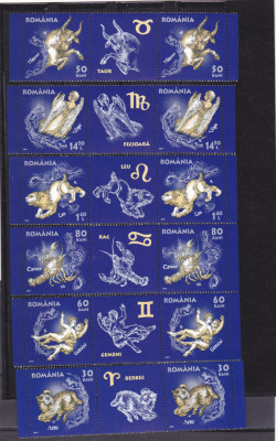 ZODIAC I ,serie in triptic cu vinieta,Lp.1900, 2011, MNH ** ROMANIA. foto