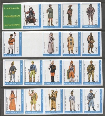Ajman 1972 Military Uniforms, imperf. strips, MNH S.509 foto