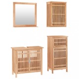 Cumpara ieftin Set mobilier de baie, 4 piese, lemn masiv de nuc