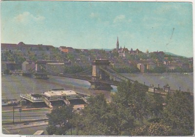 bnk cp Poduri - Ungaria - Budapesta - Podul cu lant - necirculata foto