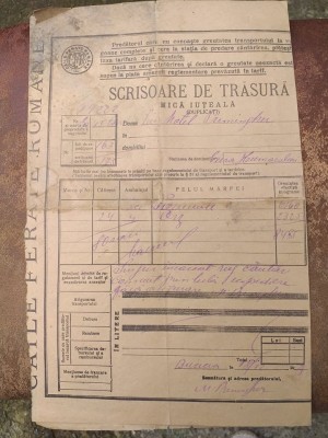 AMS# - SCRISOARE DE TRASURA 1928, timbru fix 20 lei, CFR foto