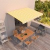 VidaXL Copertină retractabilă manual, galben și alb, 450x350 cm 3068998