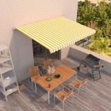 VidaXL Copertină retractabilă manual, galben și alb, 450x350 cm
