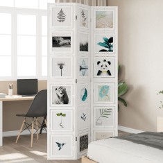 vidaXL Paravan cameră 3 panouri, alb, lemn masiv paulownia 358688