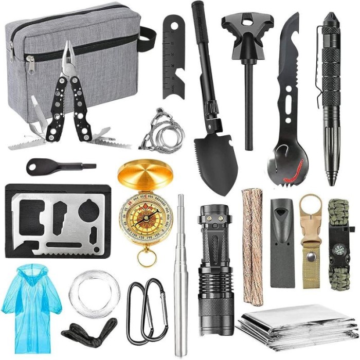 Set Kit de supraviețuire cu echipament multifuncțional eMazing, instrumente profesionale, accesorii pentru rucsac, pentru camping, drumeții, aventuri