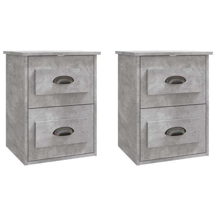 Noptiere suspendate pe perete, 2 buc., gri beton, 41,5x36x53 cm, DKD ...