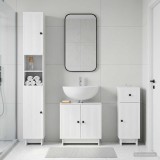 Cumpara ieftin Set de cabinet pentru baie cu 3 piese EDE Alb foarte lucios