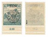 ROMANIA 1919 CLUJ SECERATORI 6 BANI EROARE DANTELURA DUBLA MNH