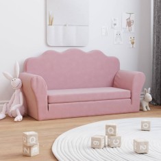 Gossi canapea extensibila pentru copii cu 2 locuri, roz, plus moale