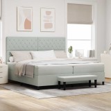 Cumpara ieftin Pat cu arcuri cu saltea Gri deschis 200 x 200 cm Catifea