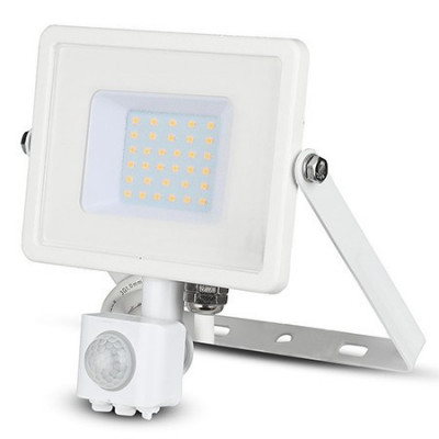 Reflector led smd 30w 4000k ip44 cu senzor miscare - alb foto